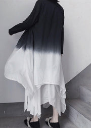 Retro Irregular Double Layer Gradient Cape Coat - SooLinen