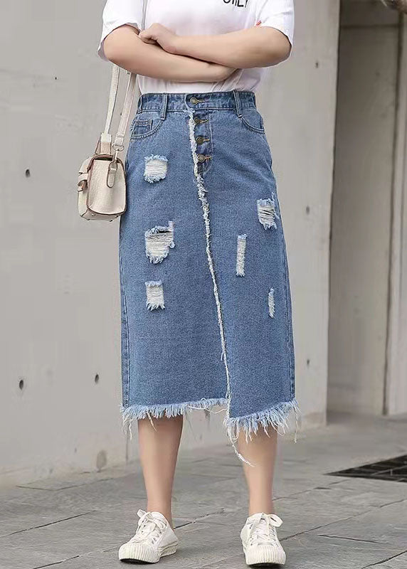 Retro Casual Large Elastic Waist 2024 Spring New Denim Skirt