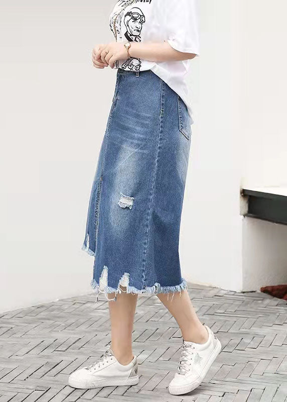 Retro Casual Large Elastic Waist 2024 Spring New Denim Skirt