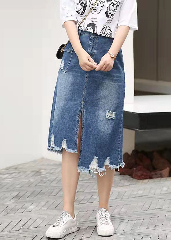 Retro Casual Large Elastic Waist 2024 Spring New Denim Skirt