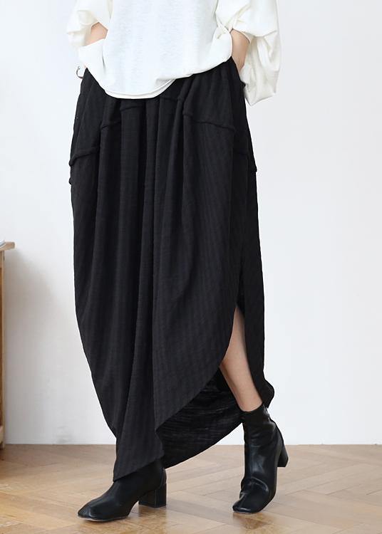 Simple Black asymmetrical Design Linen Skirt - SooLinen