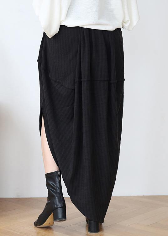 Simple Black asymmetrical Design Linen Skirt - SooLinen