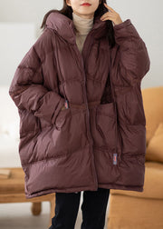 Simple Chocolate Zip Up Loose Duck Down Down Coats Winter