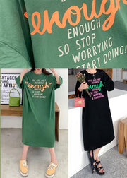 Simple Green O-Neck Cotton Summer Dresses - SooLinen