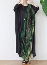 Simple Green Print Chiffon Patchwork Summer Maxi Dresses - SooLinen