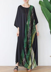 Simple Green Print Chiffon Patchwork Summer Maxi Dresses - SooLinen