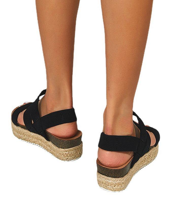 Simple Hiking Sandals Black Knit Fabric - SooLinen