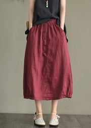 Simple Mulberry Retro Patchwork Pockets Summer Linen Skirt - SooLinen