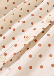 Simple Orange Dot Print Cotton Dresses Short Sleeve