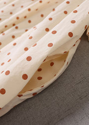 Simple Orange Dot Print Cotton Dresses Short Sleeve