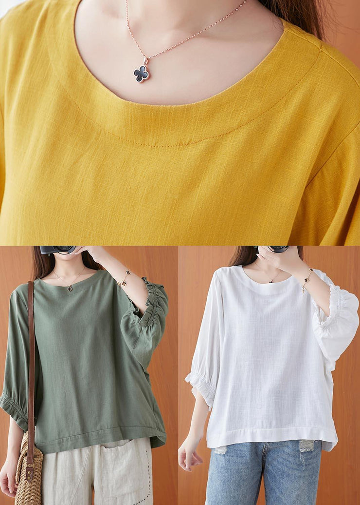 Simple White O-Neck Cotton Top Summer - SooLinen