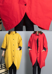 Simple Yellow Casual Button asymmetrical design Fall Coat