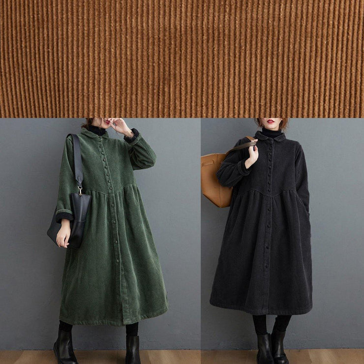 Simple brown Plus Size coats women pattern thick Cinched coats - SooLinen