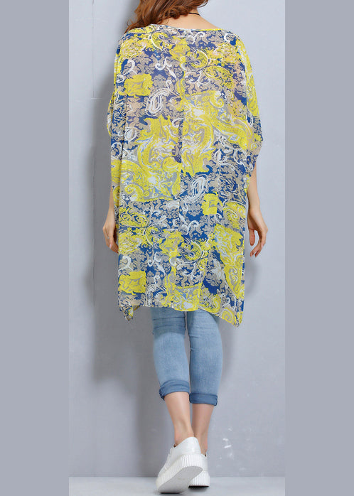 Simple o neck Batwing Sleeve chiffon tunic pattern plus size Photography floral blouses Summer