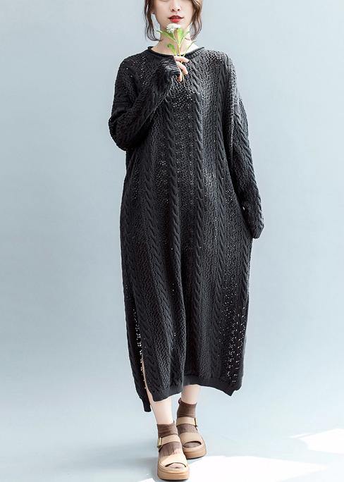 Simple o neck hollow out Sweater weather Design black Tejidos knitwear - SooLinen