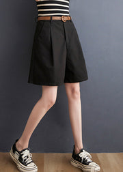 Slim Fit Black wrinkled Pockets Hot Pants Summer