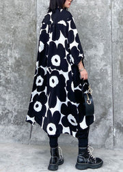 Streetwear black wrinkled Asymmetrical Print Chiffon Dress Spring