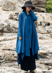 Style Blaue asymmetrische Strickjacke aus lockerer Baumwolle Frühling