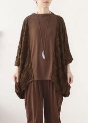 Style Chocolate Patchwork Wrinkled Top Fall - SooLinen