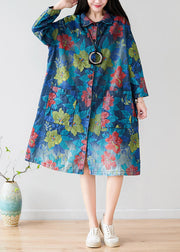 Style Green Peter Pan Collar Pockets Floral trench coats Spring