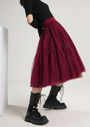 Style Mulberry high waist Patchwork Tulle Skirts Spring