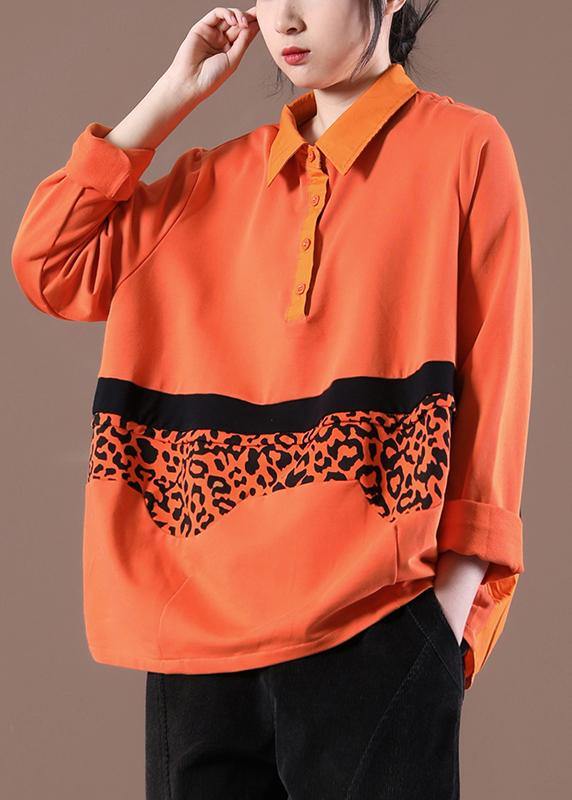 Style Orange Peter Pan Collar Loose Sweatshirt - SooLinen