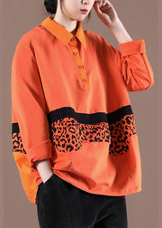 Style Orange Peter Pan Collar Loose Sweatshirt - SooLinen