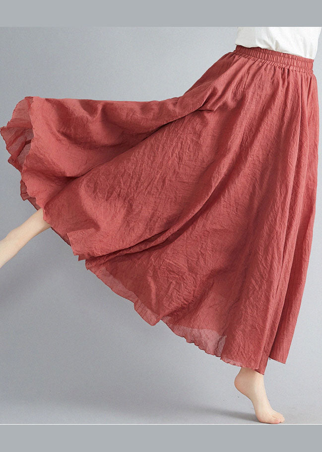 Style Color Elastic Waist Exra Large Hem Cotton Linen A Line Skirts Summer