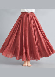 Style Color Elastic Waist Exra Large Hem Cotton Linen A Line Skirts Summer