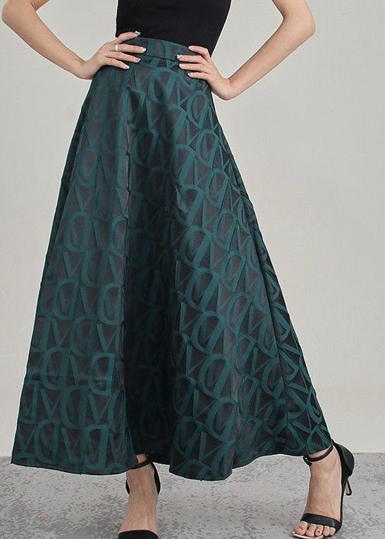 Style Tea Green Asymmetrical Print Skirt Spring