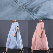 Style v neck linen clothes For Women Work Outfits light blue Dress summer - SooLinen