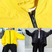 Style yellow Plus Size box short coat Photography drawstring hem fall outwear - SooLinen