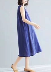 Style navy sleeveless cotton clothes wild A-Line Summer Dresses