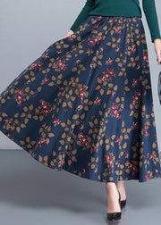 Stylish Blue Patchwork Print Cotton Skirt Spring