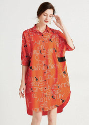 Stylish Green Patchwork Print Button Fall Cotton Half Sleeve Dress - SooLinen