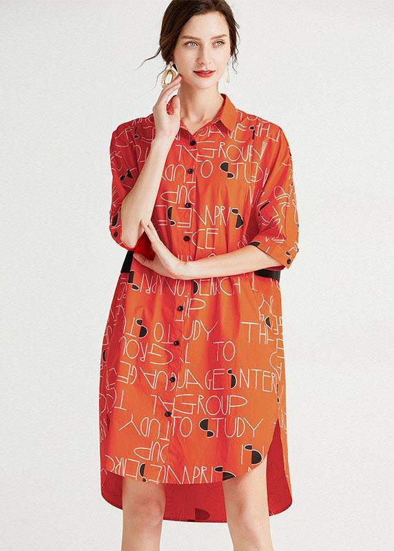 Stylish Green Patchwork Print Button Fall Cotton Half Sleeve Dress - SooLinen