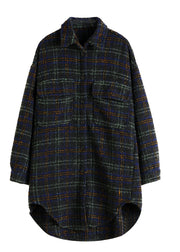 Stylish Green Peter Pan Collar Plaid Woolen Winter Coat