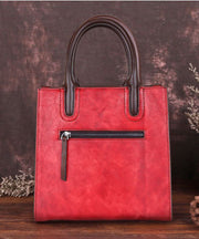 Stilvolle Handtasche aus Kalbsleder mit Blumenmuster in Rot