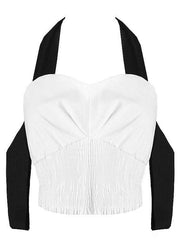 Stylish White Cinched Spaghetti StrapCotton Tank Summer - SooLinen