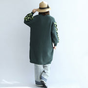 Stylish green oversized knit cardigans plus size sweater coats