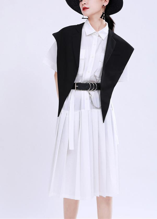 Summer Black jacket with collar and shawl - SooLinen