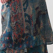 Summer Large Blue Print Chiffon Print Set Women&