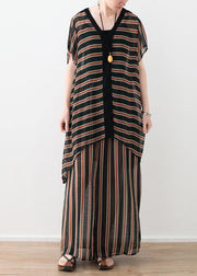 Summer Loose Size Striped Chiffon Shirt - SooLinen