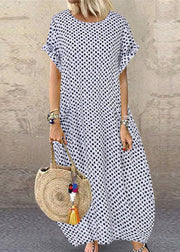 Summer Polka Dot Print Short Sleeve Plus Size Dress