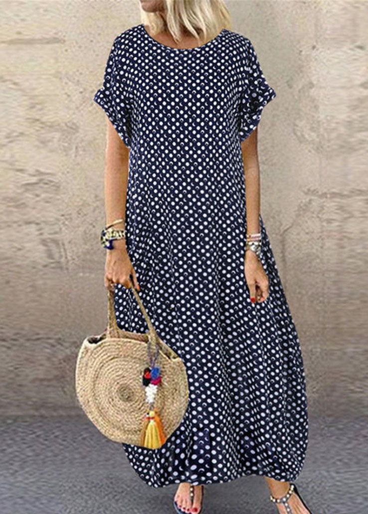 Summer Polka Dot Print Short Sleeve Plus Size Dress