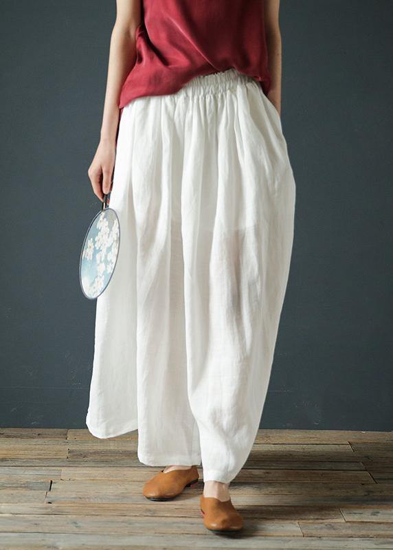 Summer cotton and linen wide-leg pants loose women&