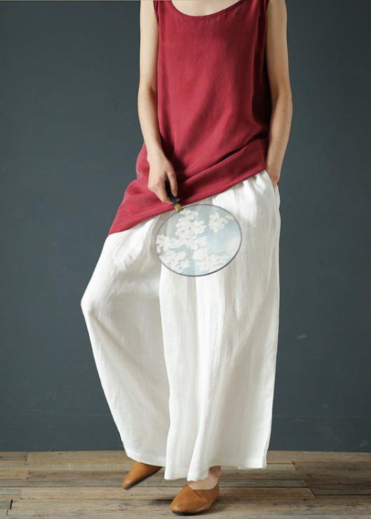 Summer cotton and linen wide-leg pants loose women&