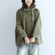 Tea green oversized trench coats plus size short hoodies outwear