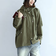 Tea green oversized trench coats plus size short hoodies outwear