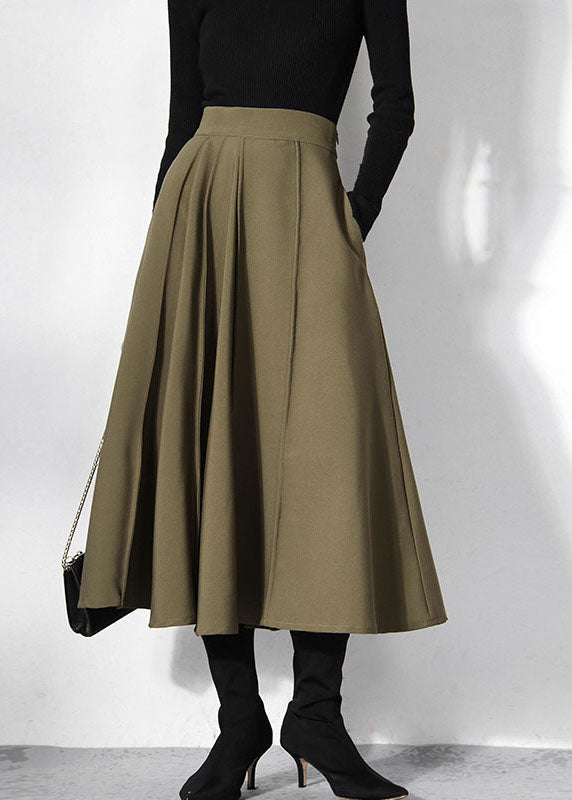 2024 Fitted Green pleated Skirts Spring